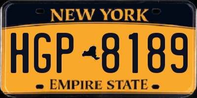 NY license plate HGP8189