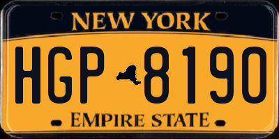 NY license plate HGP8190