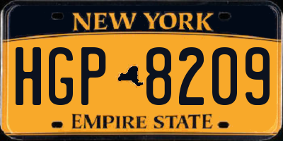 NY license plate HGP8209