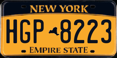 NY license plate HGP8223