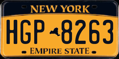 NY license plate HGP8263