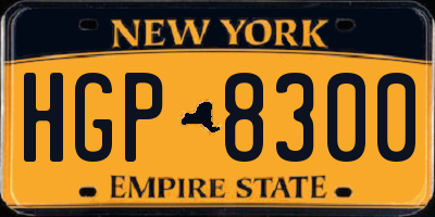 NY license plate HGP8300