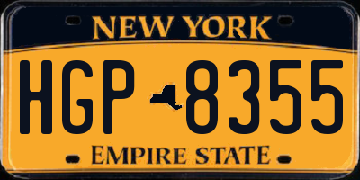 NY license plate HGP8355