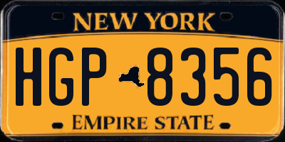 NY license plate HGP8356
