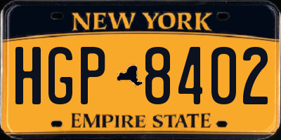 NY license plate HGP8402