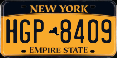 NY license plate HGP8409