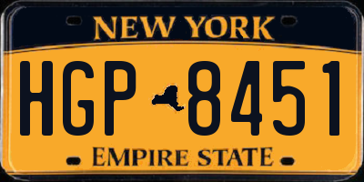 NY license plate HGP8451
