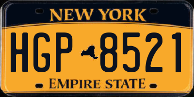 NY license plate HGP8521