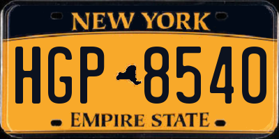 NY license plate HGP8540