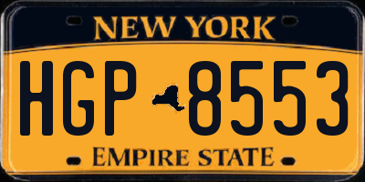 NY license plate HGP8553