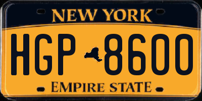 NY license plate HGP8600