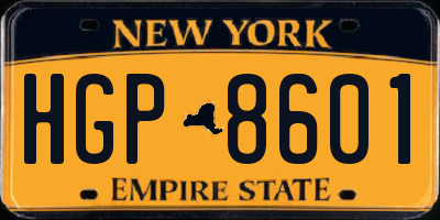 NY license plate HGP8601