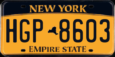 NY license plate HGP8603