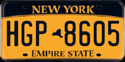 NY license plate HGP8605