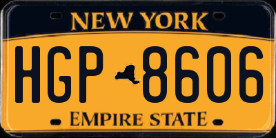 NY license plate HGP8606