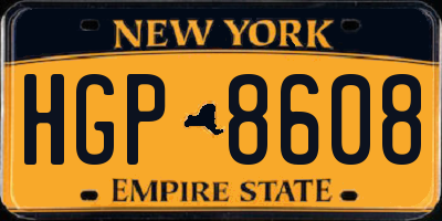 NY license plate HGP8608