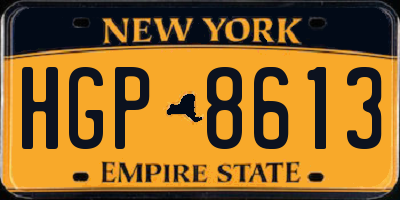 NY license plate HGP8613