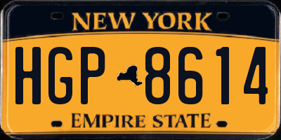 NY license plate HGP8614