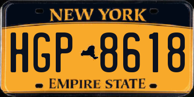 NY license plate HGP8618