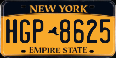 NY license plate HGP8625