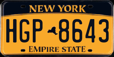 NY license plate HGP8643