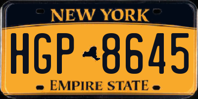 NY license plate HGP8645