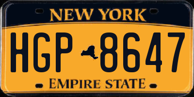 NY license plate HGP8647