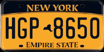 NY license plate HGP8650