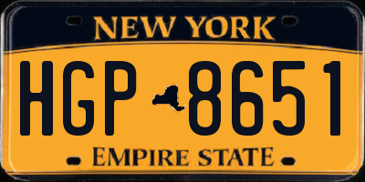 NY license plate HGP8651