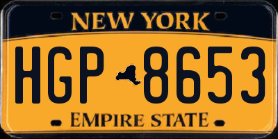 NY license plate HGP8653