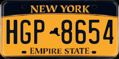 NY license plate HGP8654