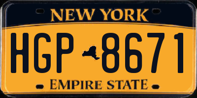 NY license plate HGP8671