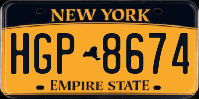 NY license plate HGP8674