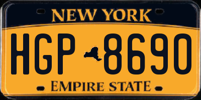 NY license plate HGP8690