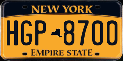 NY license plate HGP8700