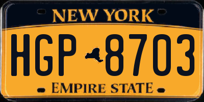 NY license plate HGP8703