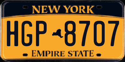 NY license plate HGP8707