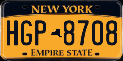 NY license plate HGP8708