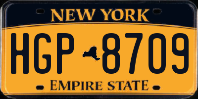 NY license plate HGP8709