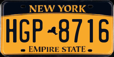 NY license plate HGP8716