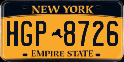 NY license plate HGP8726