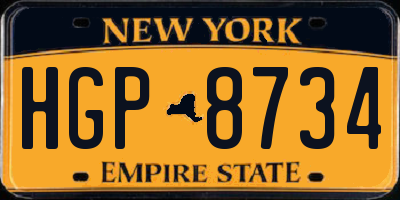 NY license plate HGP8734