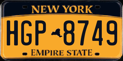 NY license plate HGP8749