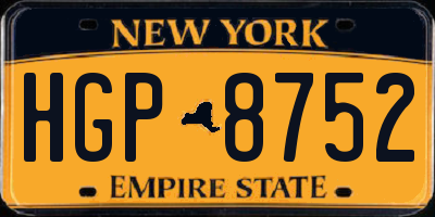 NY license plate HGP8752