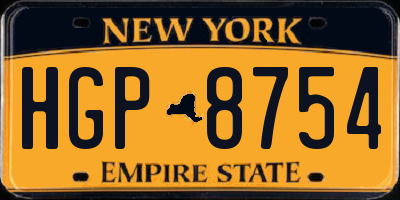 NY license plate HGP8754