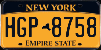 NY license plate HGP8758