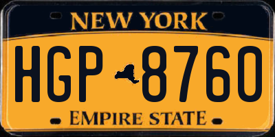 NY license plate HGP8760