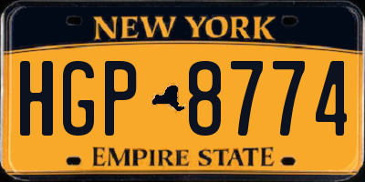 NY license plate HGP8774