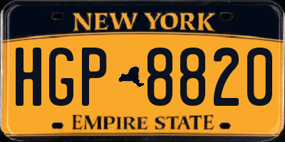 NY license plate HGP8820