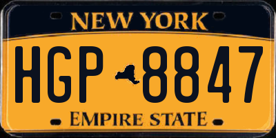 NY license plate HGP8847